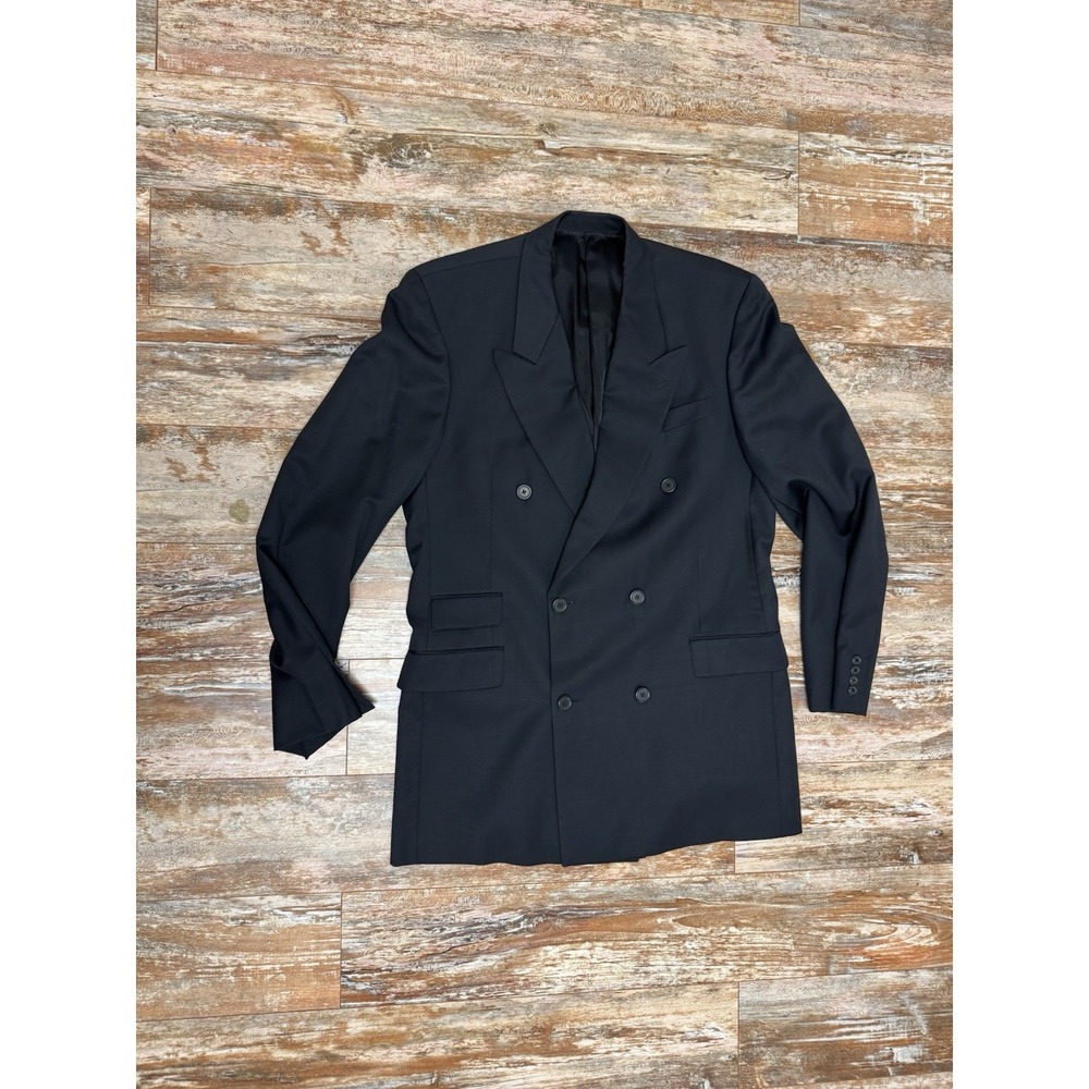 Mens Karl Lagerfeld Black Double Breasted Sport Coat Size 42 XLG Vintage Union